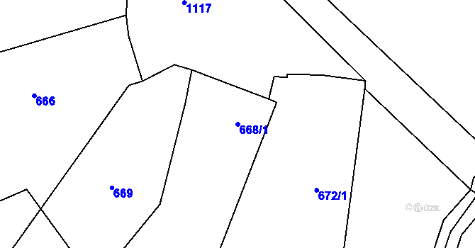 Parcela st. 668/1 v KÚ Březí u Meclova, Katastrální mapa