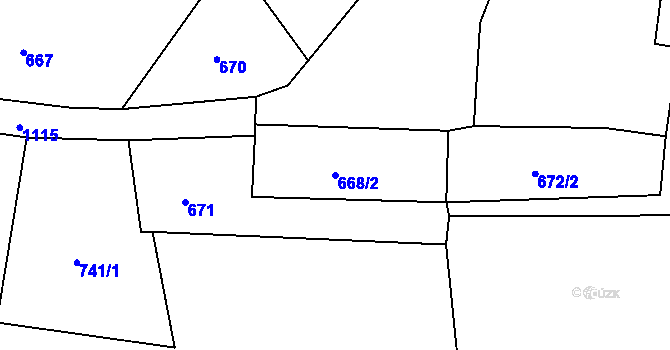 Parcela st. 668/2 v KÚ Březí u Meclova, Katastrální mapa