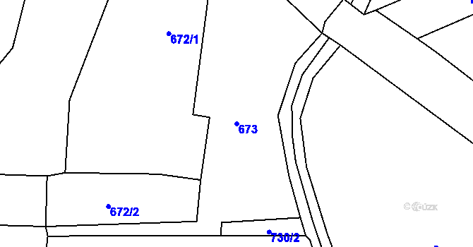 Parcela st. 673 v KÚ Březí u Meclova, Katastrální mapa