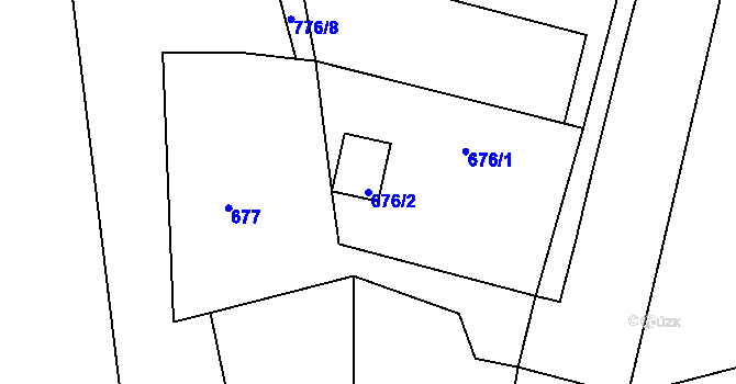 Parcela st. 676/2 v KÚ Březí u Meclova, Katastrální mapa