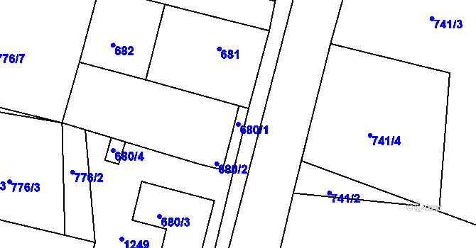 Parcela st. 680/1 v KÚ Březí u Meclova, Katastrální mapa