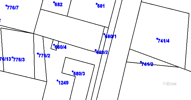 Parcela st. 680/2 v KÚ Březí u Meclova, Katastrální mapa