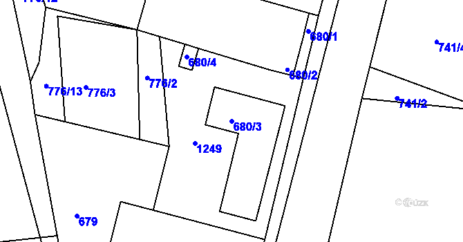 Parcela st. 680/3 v KÚ Březí u Meclova, Katastrální mapa