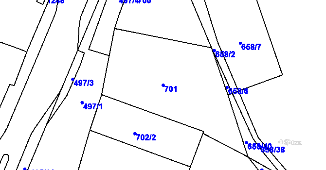 Parcela st. 701 v KÚ Březí u Meclova, Katastrální mapa