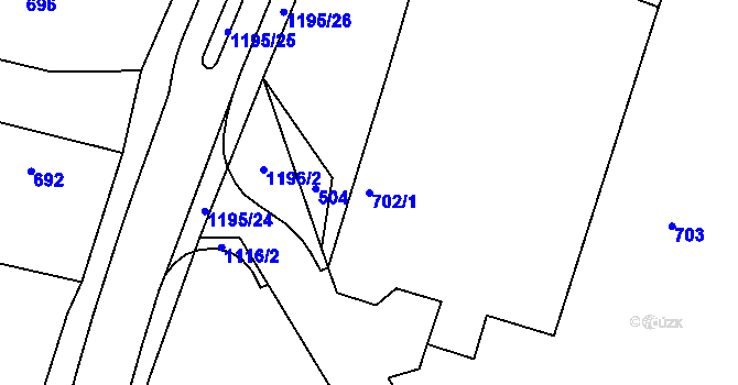 Parcela st. 702/1 v KÚ Březí u Meclova, Katastrální mapa