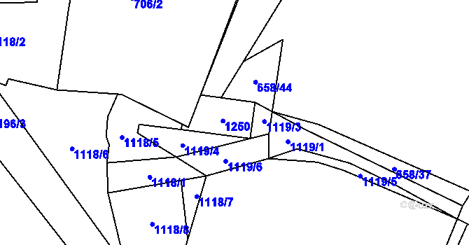 Parcela st. 705 v KÚ Březí u Meclova, Katastrální mapa
