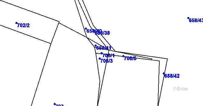 Parcela st. 706/1 v KÚ Březí u Meclova, Katastrální mapa
