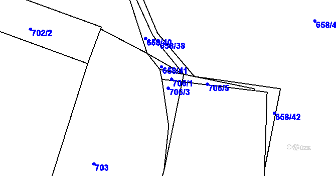 Parcela st. 706/3 v KÚ Březí u Meclova, Katastrální mapa