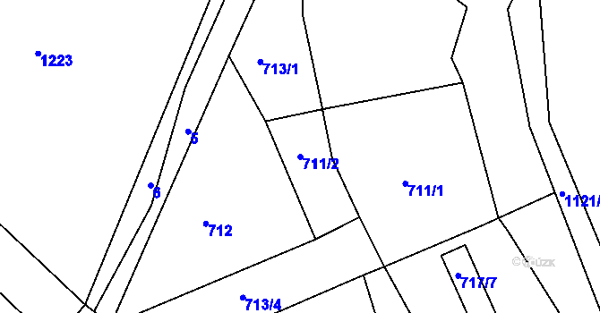Parcela st. 711/2 v KÚ Březí u Meclova, Katastrální mapa