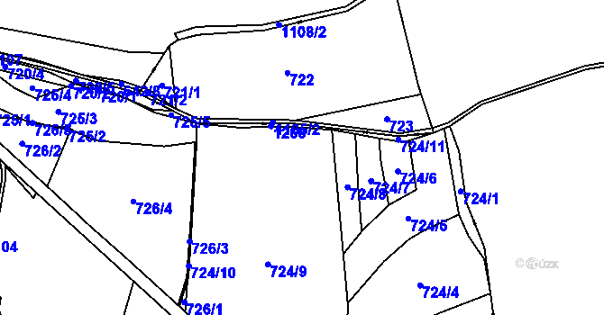 Parcela st. 724 v KÚ Březí u Meclova, Katastrální mapa