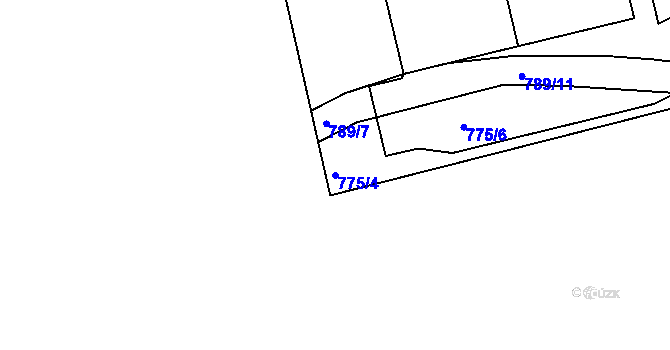 Parcela st. 775/4 v KÚ Březí u Meclova, Katastrální mapa