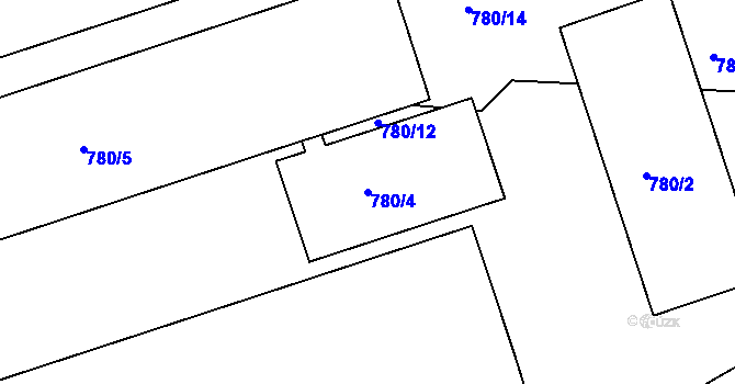 Parcela st. 780/4 v KÚ Březí u Meclova, Katastrální mapa