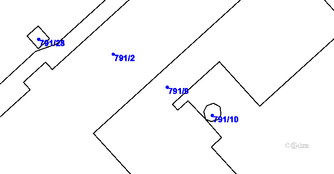 Parcela st. 791/9 v KÚ Březí u Meclova, Katastrální mapa