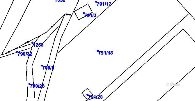 Parcela st. 791/18 v KÚ Březí u Meclova, Katastrální mapa