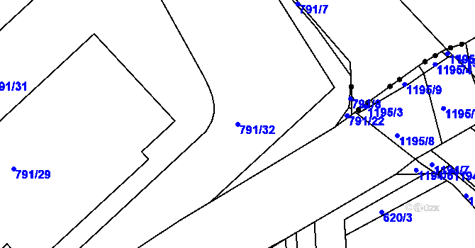 Parcela st. 791/32 v KÚ Březí u Meclova, Katastrální mapa