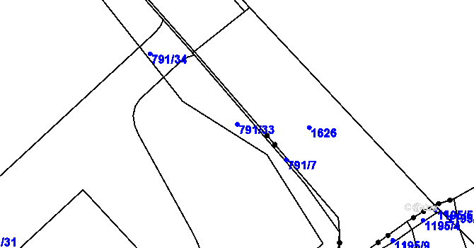 Parcela st. 791/33 v KÚ Březí u Meclova, Katastrální mapa