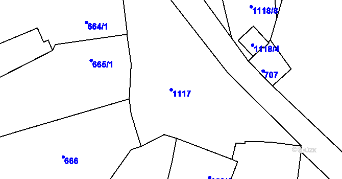 Parcela st. 1117 v KÚ Březí u Meclova, Katastrální mapa