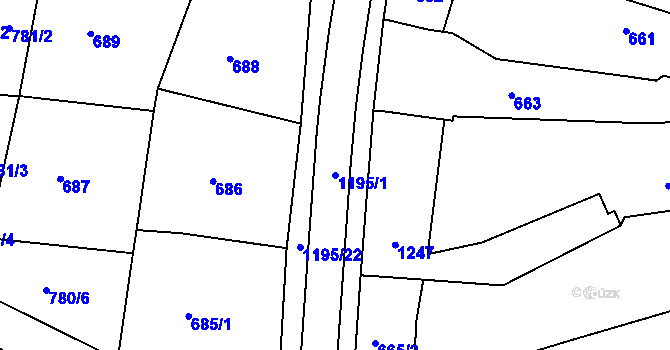 Parcela st. 1195/1 v KÚ Březí u Meclova, Katastrální mapa