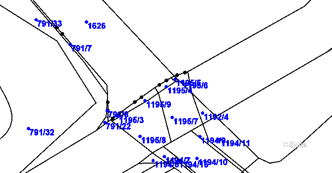 Parcela st. 1195/4 v KÚ Březí u Meclova, Katastrální mapa