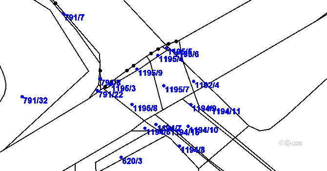 Parcela st. 1195/7 v KÚ Březí u Meclova, Katastrální mapa