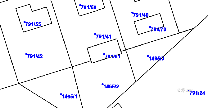 Parcela st. 791/61 v KÚ Březí u Meclova, Katastrální mapa