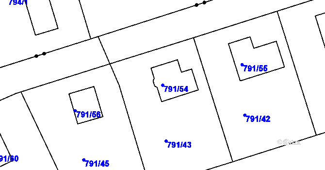 Parcela st. 791/54 v KÚ Březí u Meclova, Katastrální mapa