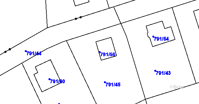 Parcela st. 791/56 v KÚ Březí u Meclova, Katastrální mapa