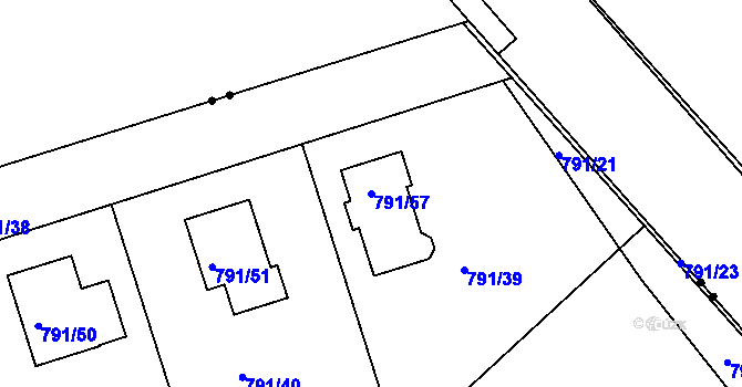 Parcela st. 791/57 v KÚ Březí u Meclova, Katastrální mapa