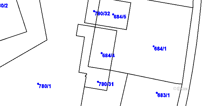 Parcela st. 684/4 v KÚ Březí u Meclova, Katastrální mapa