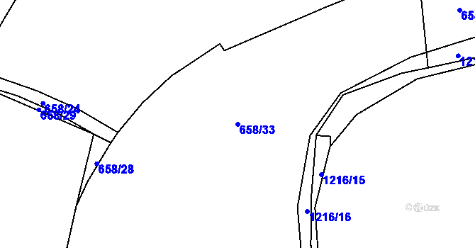 Parcela st. 658/33 v KÚ Březí u Meclova, Katastrální mapa