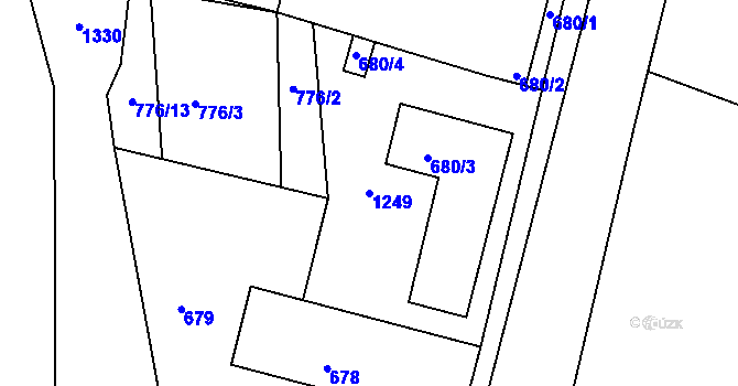 Parcela st. 1249 v KÚ Březí u Meclova, Katastrální mapa