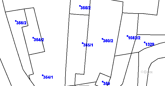 Parcela st. 355/1 v KÚ Mašovice u Meclova, Katastrální mapa
