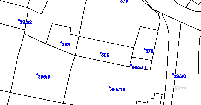 Parcela st. 380 v KÚ Mašovice u Meclova, Katastrální mapa