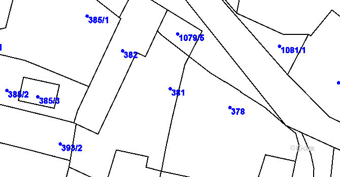 Parcela st. 381 v KÚ Mašovice u Meclova, Katastrální mapa