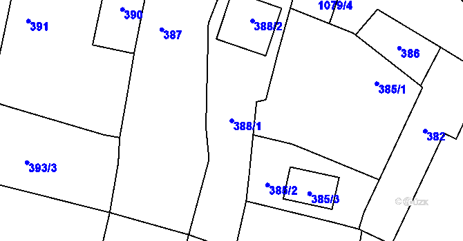 Parcela st. 388/1 v KÚ Mašovice u Meclova, Katastrální mapa