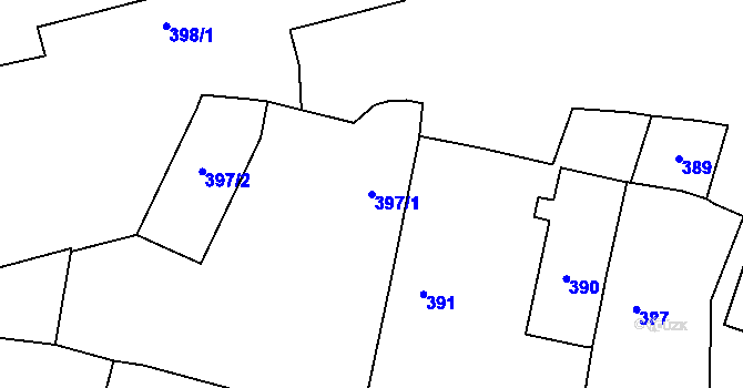 Parcela st. 397/1 v KÚ Mašovice u Meclova, Katastrální mapa