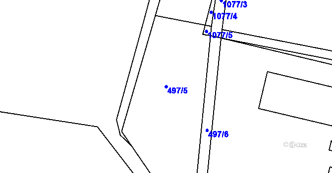 Parcela st. 497/5 v KÚ Mašovice u Meclova, Katastrální mapa