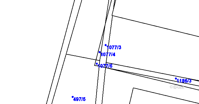 Parcela st. 1077/4 v KÚ Mašovice u Meclova, Katastrální mapa