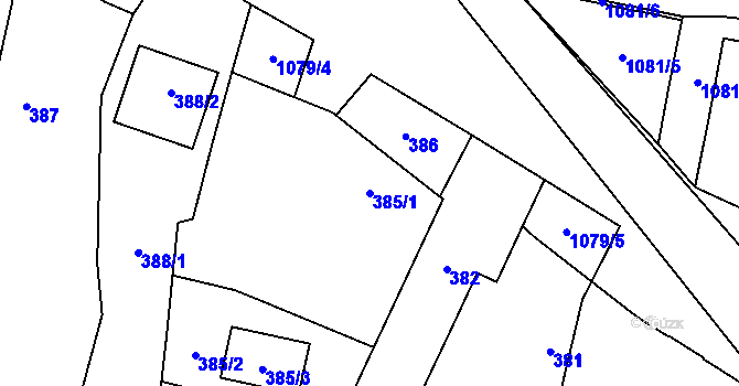 Parcela st. 385/1 v KÚ Mašovice u Meclova, Katastrální mapa