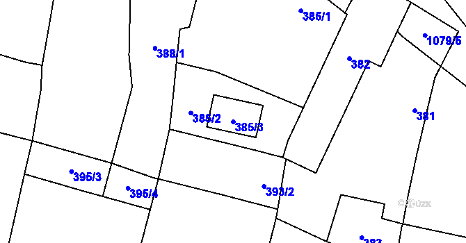 Parcela st. 385/3 v KÚ Mašovice u Meclova, Katastrální mapa