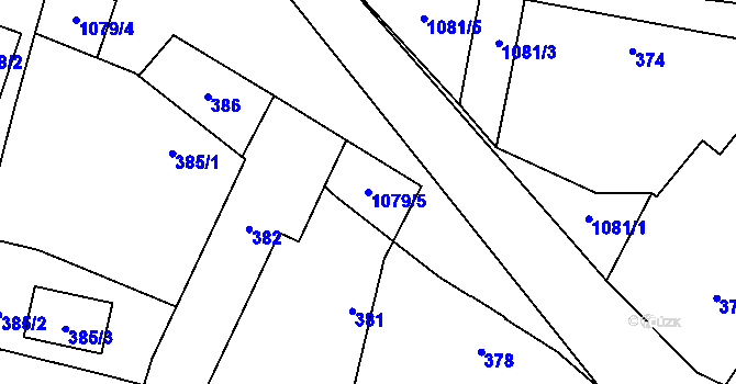 Parcela st. 1079/5 v KÚ Mašovice u Meclova, Katastrální mapa