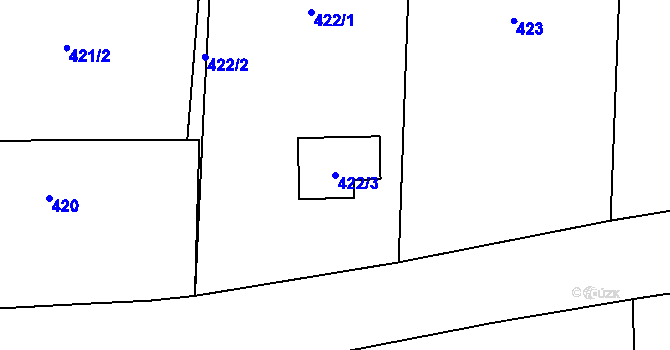 Parcela st. 422/3 v KÚ Mašovice u Meclova, Katastrální mapa