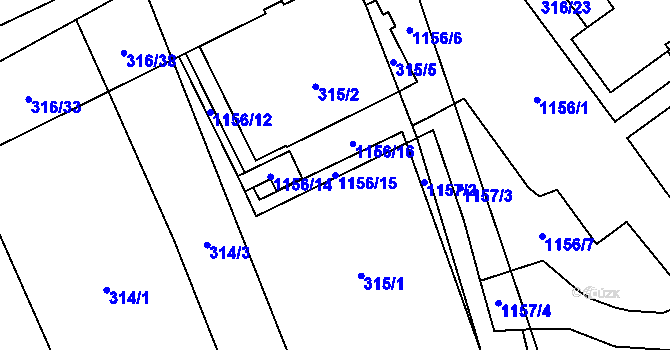 Parcela st. 1156/15 v KÚ Meclov, Katastrální mapa