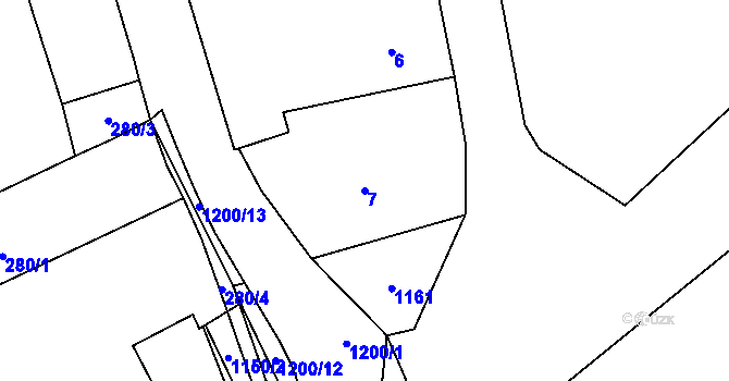 Parcela st. 7 v KÚ Meclov, Katastrální mapa