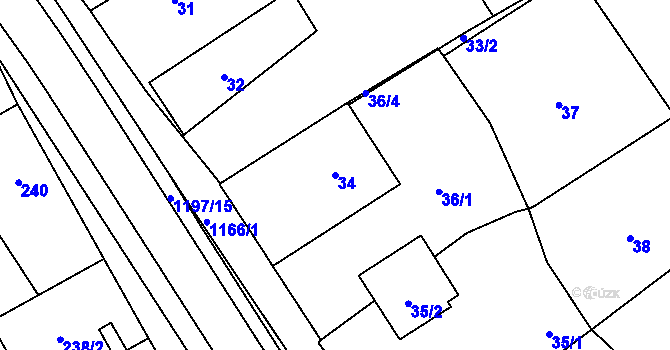Parcela st. 34 v KÚ Meclov, Katastrální mapa
