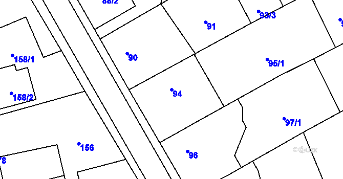 Parcela st. 94 v KÚ Meclov, Katastrální mapa