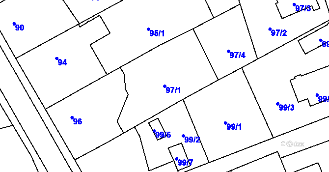 Parcela st. 97/1 v KÚ Meclov, Katastrální mapa