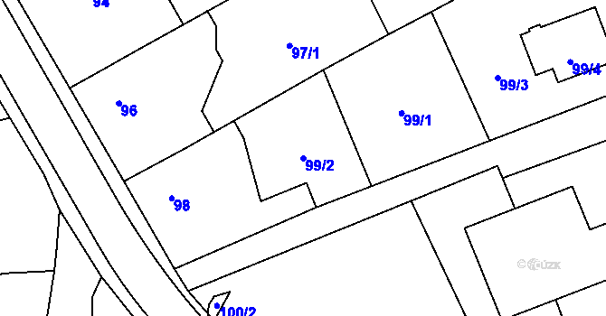 Parcela st. 99/2 v KÚ Meclov, Katastrální mapa
