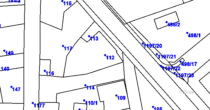Parcela st. 112 v KÚ Meclov, Katastrální mapa