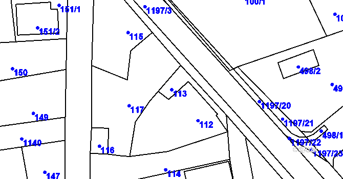 Parcela st. 113 v KÚ Meclov, Katastrální mapa